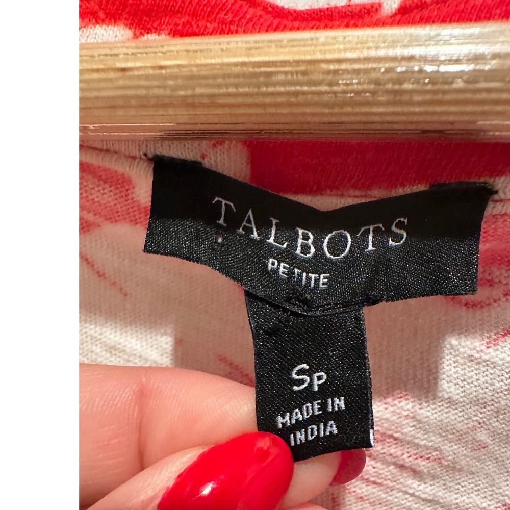 Talbots Petite Small Red Tropical Floral Flutter Sleeve Embroidered Shift Dress - Picture 5 of 7
